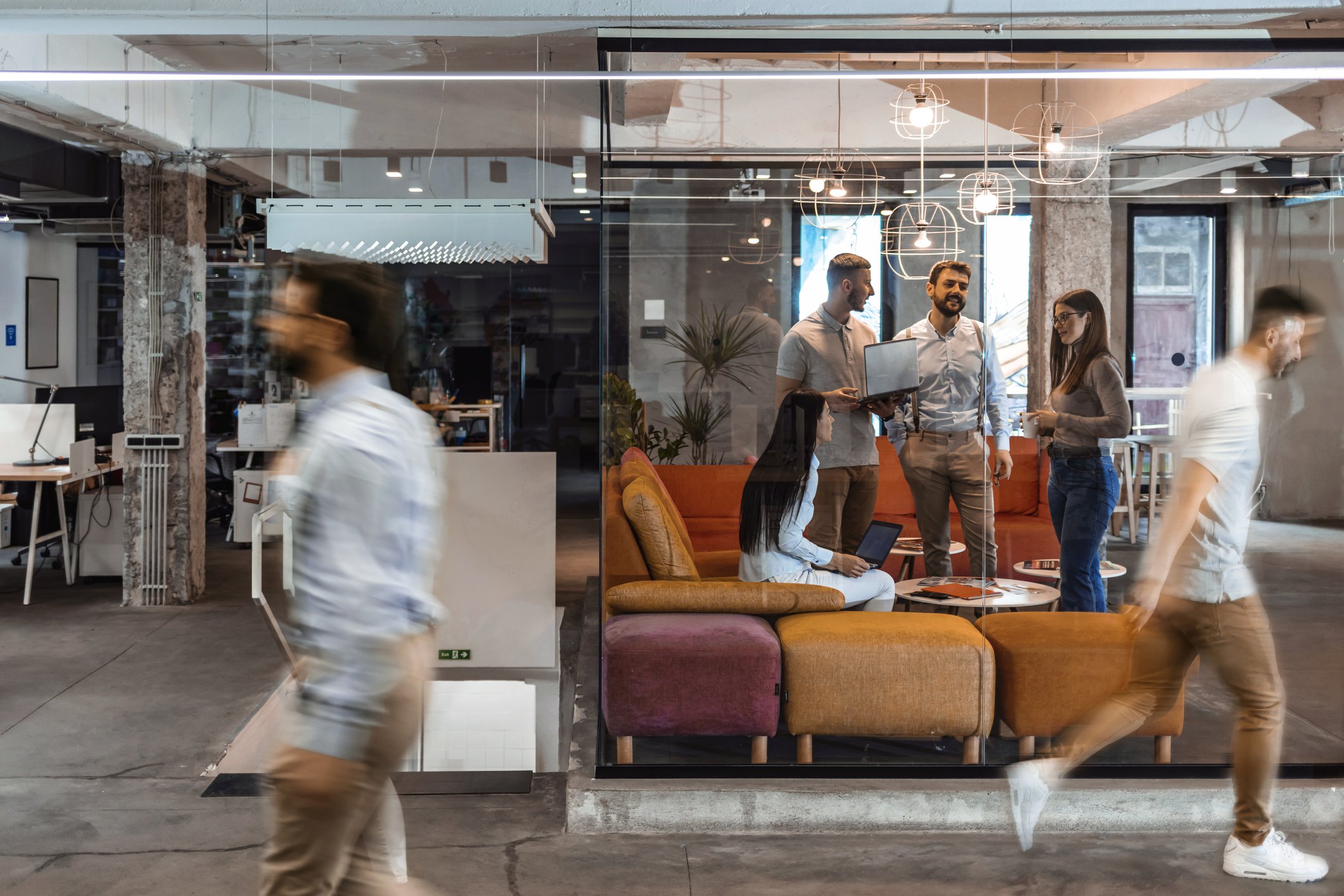 Busy office with employees